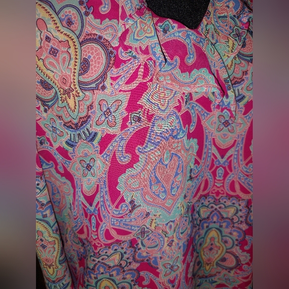 HOT PINK Paisley cold shoulder top - Picture 4 of 6